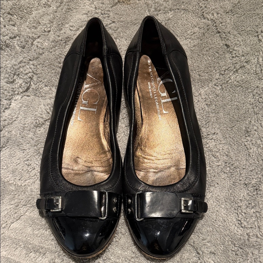 Attilio Giusti Leombruni Black Patent Loafers